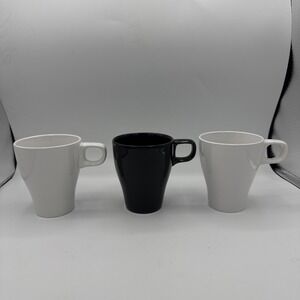 Set 3 IKEA Fargrik Stacking Coffee Tea Mug 2 White And 1 Black 4" 8 Oz Espresso